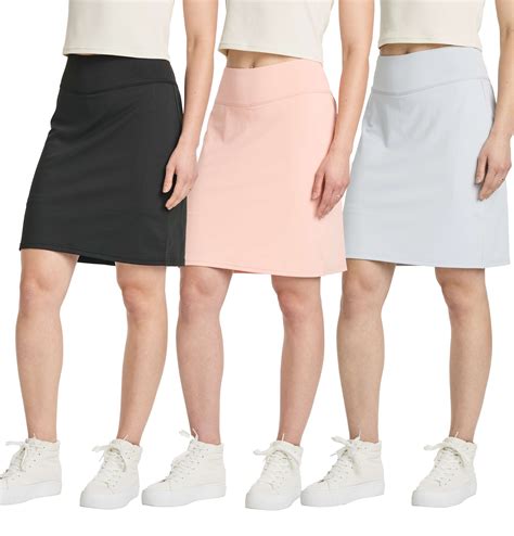 3 Pack: Women's 20" Golf Skirts Knee Length Skorts Athletic Modest Long ...