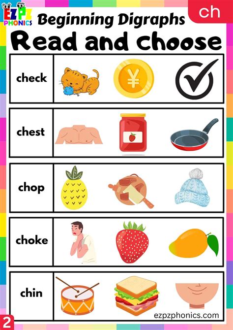Group2 CH Words Read And Choose Consonant Digraphs Phonics Beginning ...