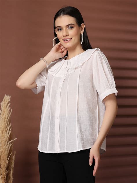 White Solid Shirt Style Top – CINK