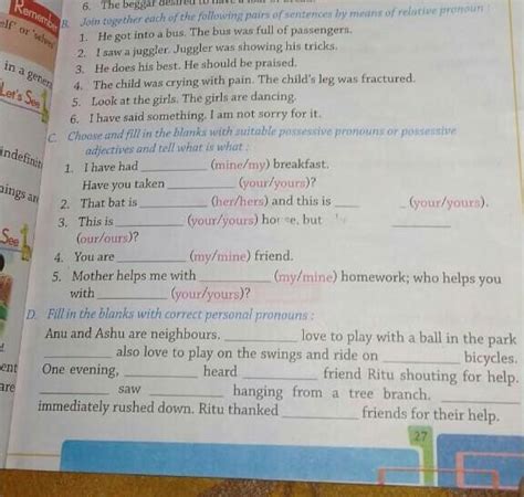 C) choose the correct possessive pronoun or possessive adjective ...