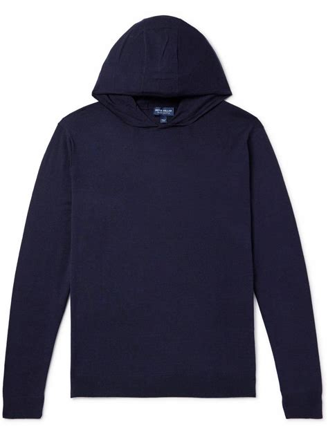 Peter Millar - Excursionist Flex Merino Wool-Blend Hoodie - Blue Peter ...