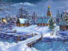 Winter Wallpaper Drawing by Winter Landscape Church River Wooden Bridge Layer Winter Wallpaper Drawing