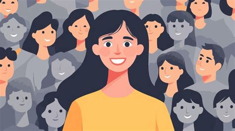 Leader in crowd woman stands out among gray | Premium AI-generated vector