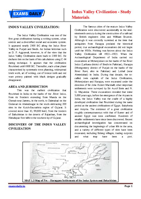 Indus Valley Civilization Short note pdf - Materials INDUS VALLEY ...