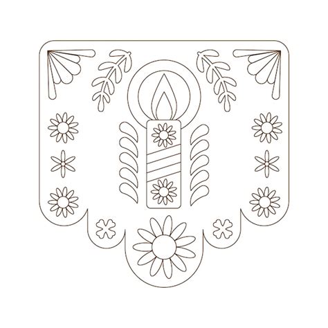 Handgezeichnete Papel-Picado-Malvorlagenillustration | Kostenlose Vektor