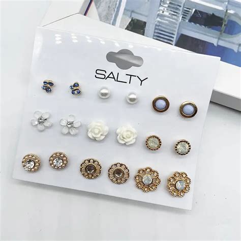 Flower Charmer Set of 9 Designer Stud Earrings | Salty – Salty Accessories