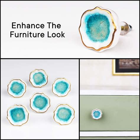 Sea Green Solid Gold Line Ceramic Drawer Knob