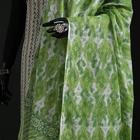 Green Cotton Jaipur Printed Dupatta