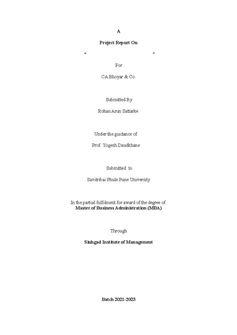 taxation benefits - A Project Report On “ ” For CA Bhoyar & Co ...