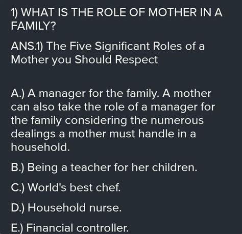 Appreciate the role of mother in uplifting the family - Brainly.in