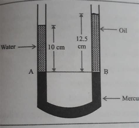 A U-tube contains water and oil separated by mercury.mercury columns in ...