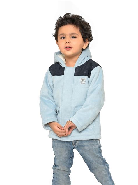 Mi Arcus Solid Sky Blue Hooded Baby Jacket for 6-9 Months Girls Kids ...