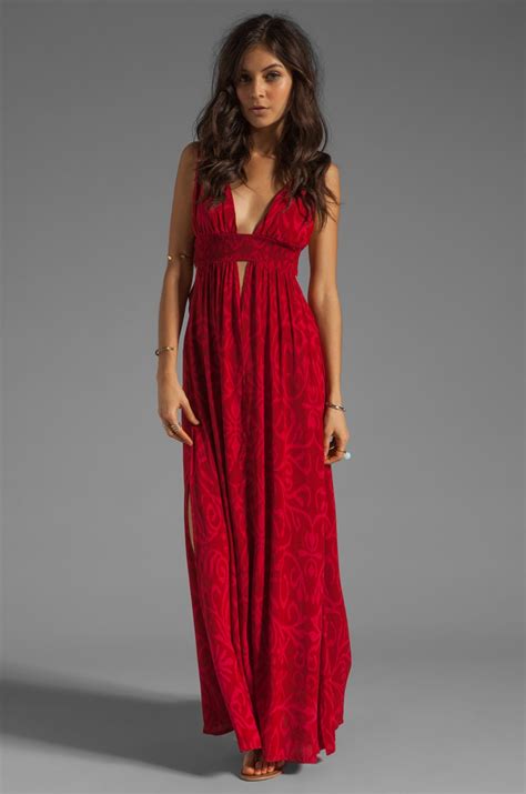 Indah Anjeli Empire Maxi Dress in Antik Red | REVOLVE