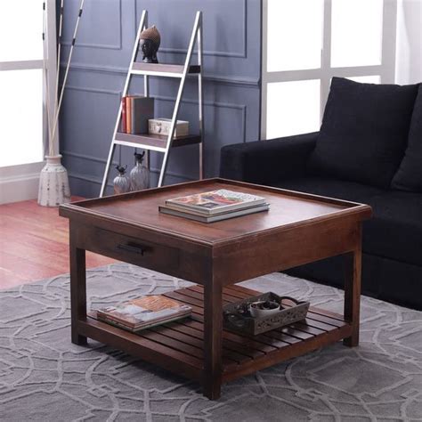 SR WOODKART Solid Sheesham Wood Coffee Table for Living Room with 2 ...