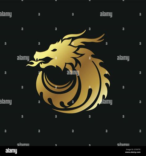 Dragon logo design in gold and black color - for business logo or fantasy game application ...