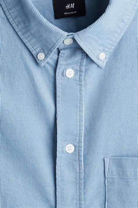 Regular Fit Corduroy shirt - Blue - Men | H&M IN