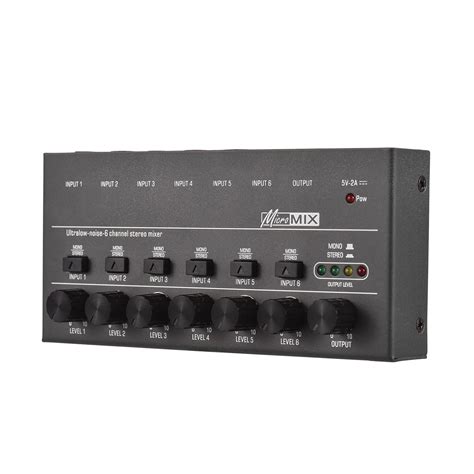 Ultra Low Noise 6 Channel Line Stereo Mixer 6 Input 1 Output Mono and ...