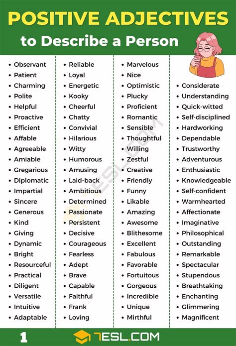 200 positive adjectives to describe a person in english – Artofit