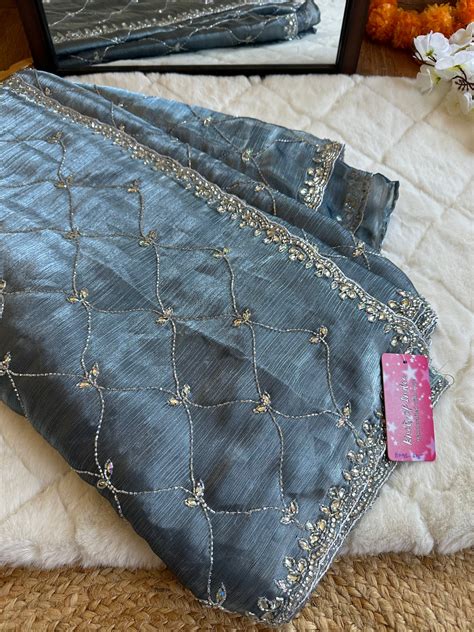 Designer Roshani Hand Embroidery JC Saree – KnotsofIndia