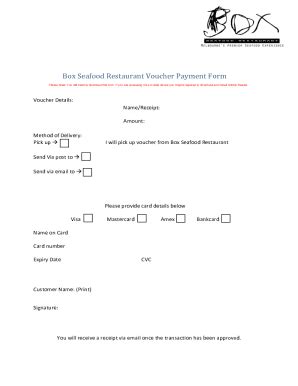 Fillable Online Box Seafood Restaurant Voucher Payment Form Fax Email ...