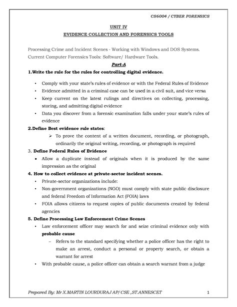 Cyber Forensics UNIT II Notes - UNIT IV EVIDENCE COLLECTION AND ...