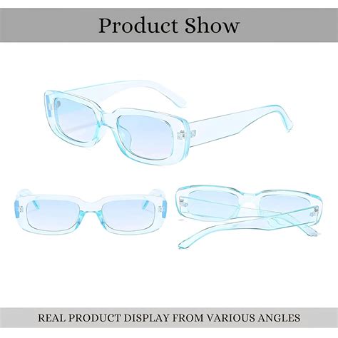 4Flaunt Rectro Series Retro Rectangular Sunglasses - Crystal Blue