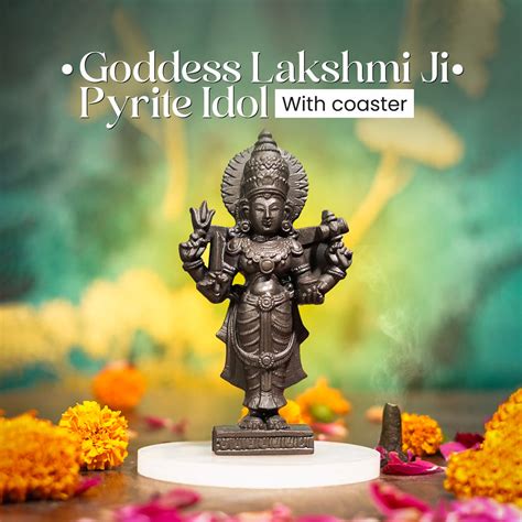 Goddess Lakshmi Ji Pyrite Idol With coaster – Studd Muffyn