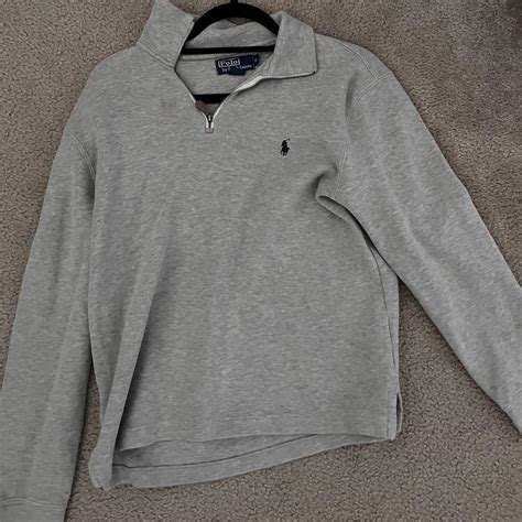 Grey polo hoodie - Depop
