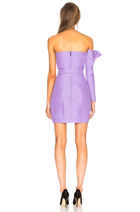 CARMEN MARCH Belted One Sleeve Strapless Dress in Lilac | FWRD
