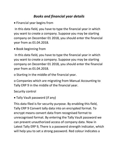 DOC 5 - Books and financial year details of tally - Books and financial ...