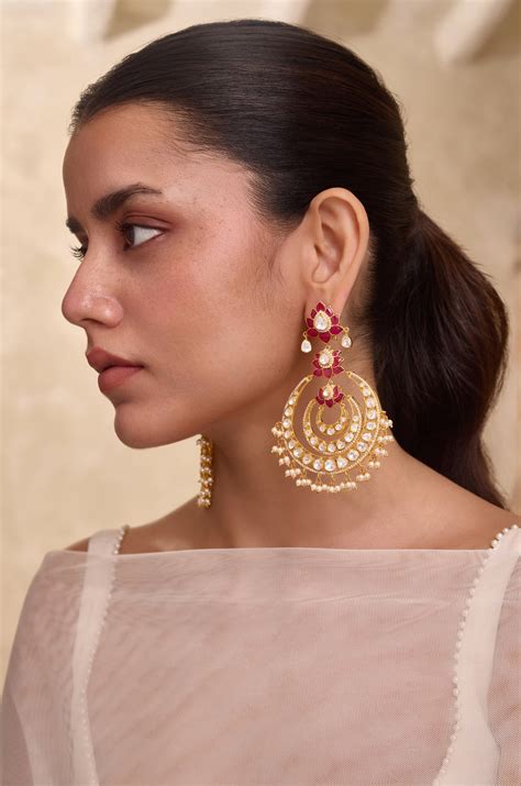 Kumud Polki Silver Chandbali Earrings – Paisley Pop Shop