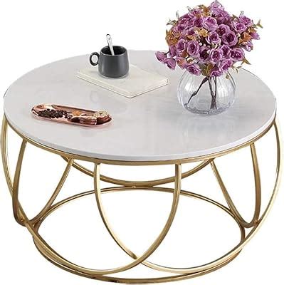 Total Crafts Round Modern Coffee Table for Living Room, White and Gold ...