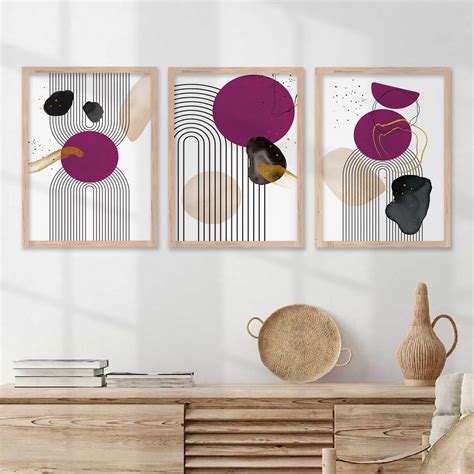 Minimal Art Prints for Living Room Bedroom - Pink Boho Art Combo for H ...