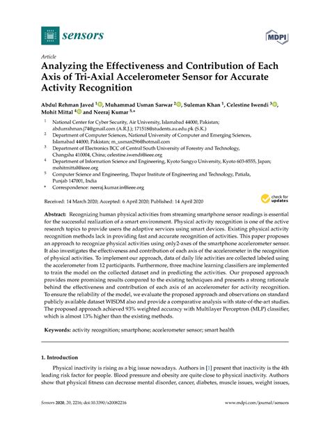 Sensors Informations for Movements sensing - Article Analyzing the ...