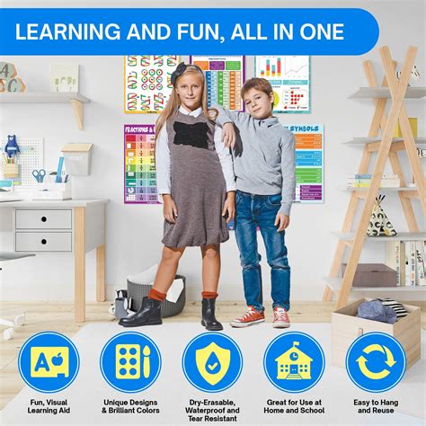 English & Math Posters for Elementary School - 24 Large 16.5 x 11.7 ...