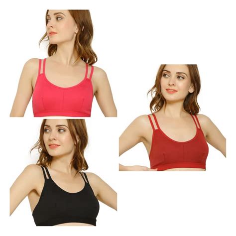 Buy Martina Women's Cotton Non - Padded Wire Free Sports Combo Bra ...