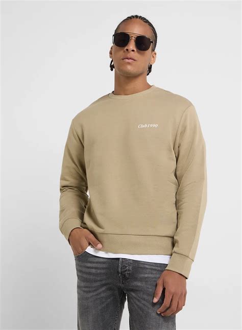 JACK & JONES Club 1990 Print Pullover Sweatshirt for Men | Best Price ...