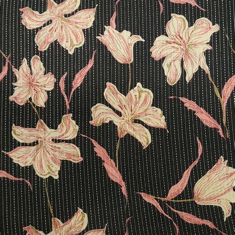 Pure Cotton Kaatha Dobi Black With Pink Flower Jaal Design Printed Fab ...