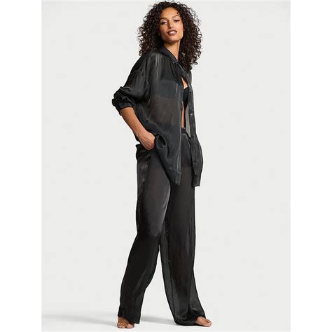 Buy Victoria's Secret Women Black Solid Shirt with Pyjama (XL) Online