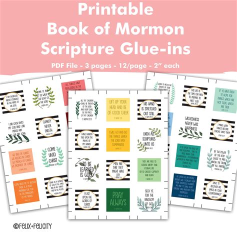 Printable Book of Mormon Scripture Glue-ins 2024 Come Follow Me Study ...