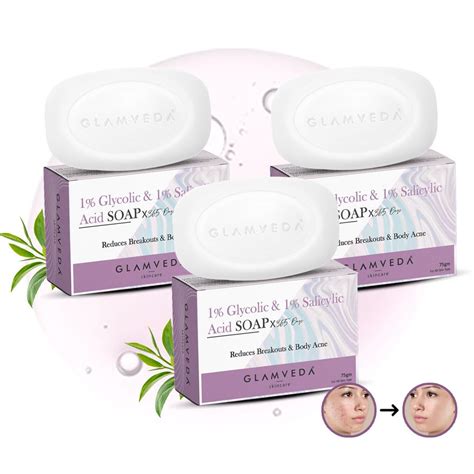 Buy Glamveda Anti Acne 1% ww Glycolic Acid & 1% ww Salicylic Acid Soap ...
