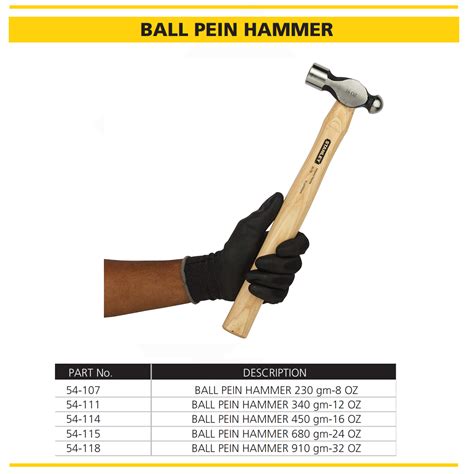 Stanley Ball Pein Hammer – Wood & Fiberglass Handle | 225g to 450g