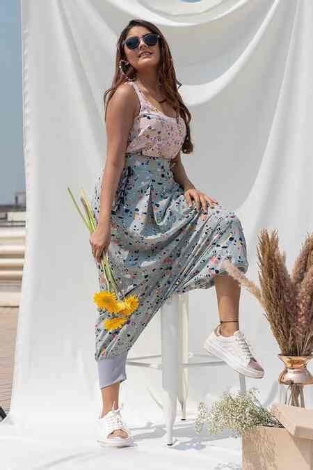 Buy Green Art Crepe Marble Print U Neck Racer Top And Pant Set For ...