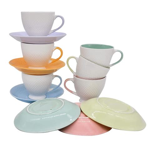 E-Ezra Bone China Stackable Cappuccino Cups with Saucers - 180 Ml for ...