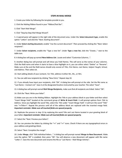 Image result for Basic Steps for Mail Merge