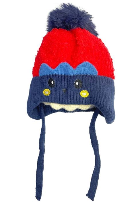 Cutie Bear Baby Knitted Cap With Faux Fur- Navy | The Mom Store