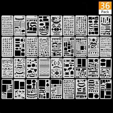Buy 36PCS Plastic Stencil Journal Stencil Planner Stencils Drawing ...