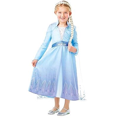 Buy Disney Girls Frozen Elsa Dress Up Costume with Braid Online at ...