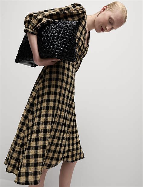 Buy Pure Cotton Checked V-Neck Midi Wrap Dress at Marks & Spencer