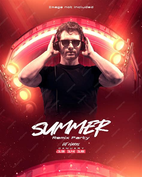 Premium PSD | Editable flyer template for summer music party and dj event